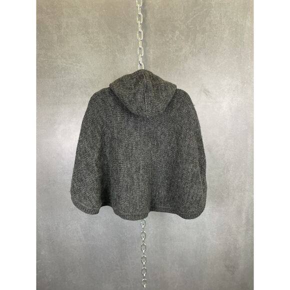 Rare Stussy gray wool hooded poncho with puff drawstrings M‎ - Picture 8 of 9